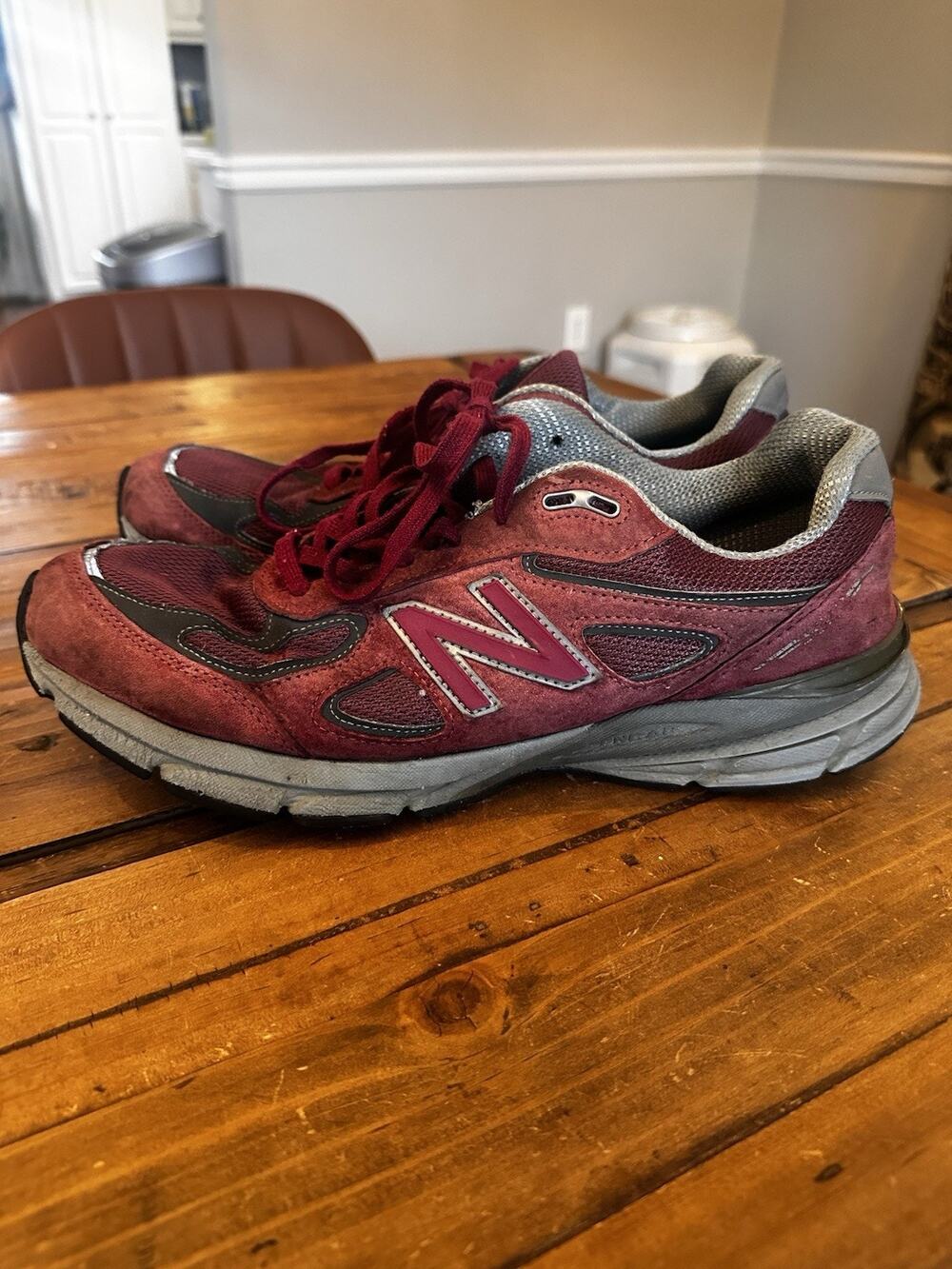 New Balance 990v4 Made in USA Burgundy Red Grey Men’s Size 12 Sneakers Shoes
